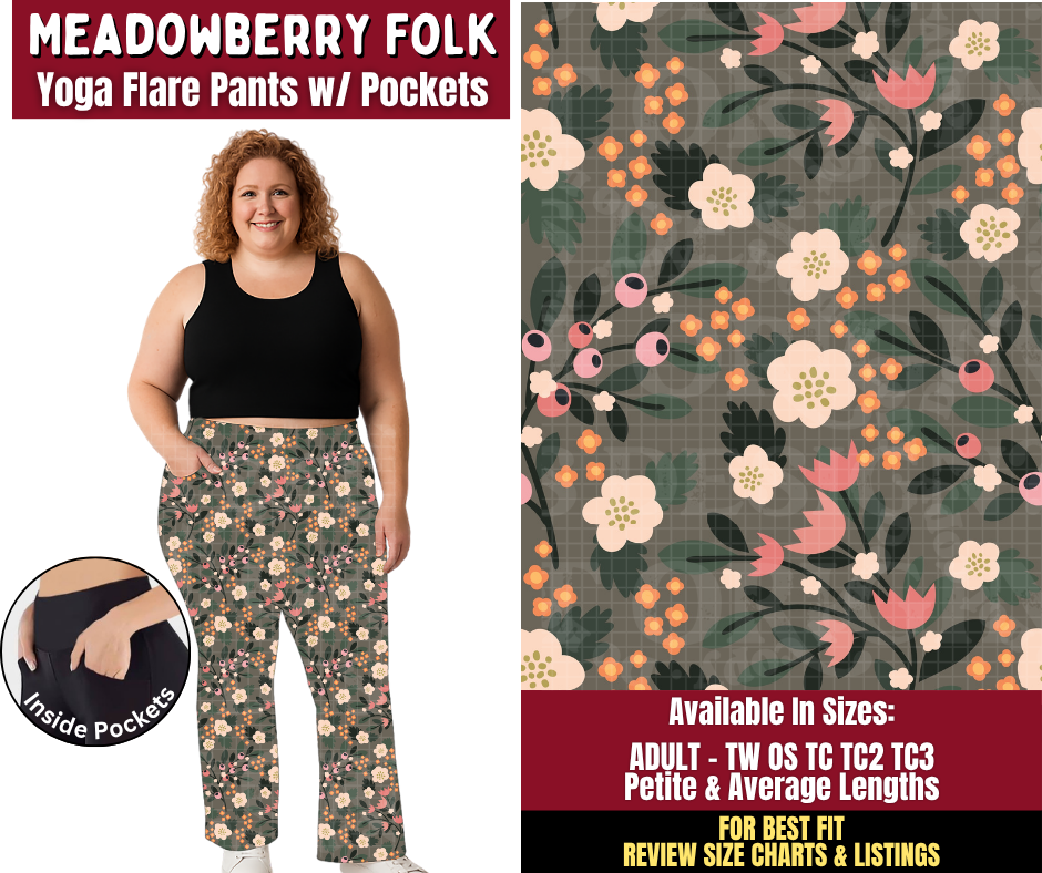 Preorder! Closes 8/24. ETA Nov. Meadowberry Folk Yoga Flare Pants