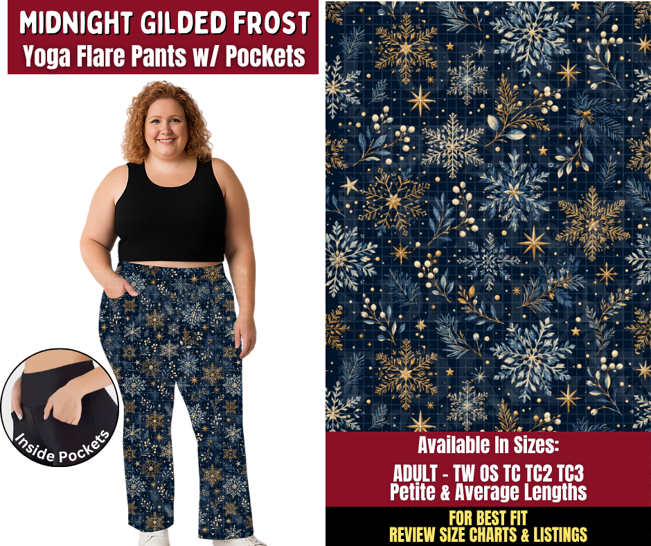 Preorder! Closes 8/24. ETA Nov. Midnight Gilded Forest Yoga Flare Pants