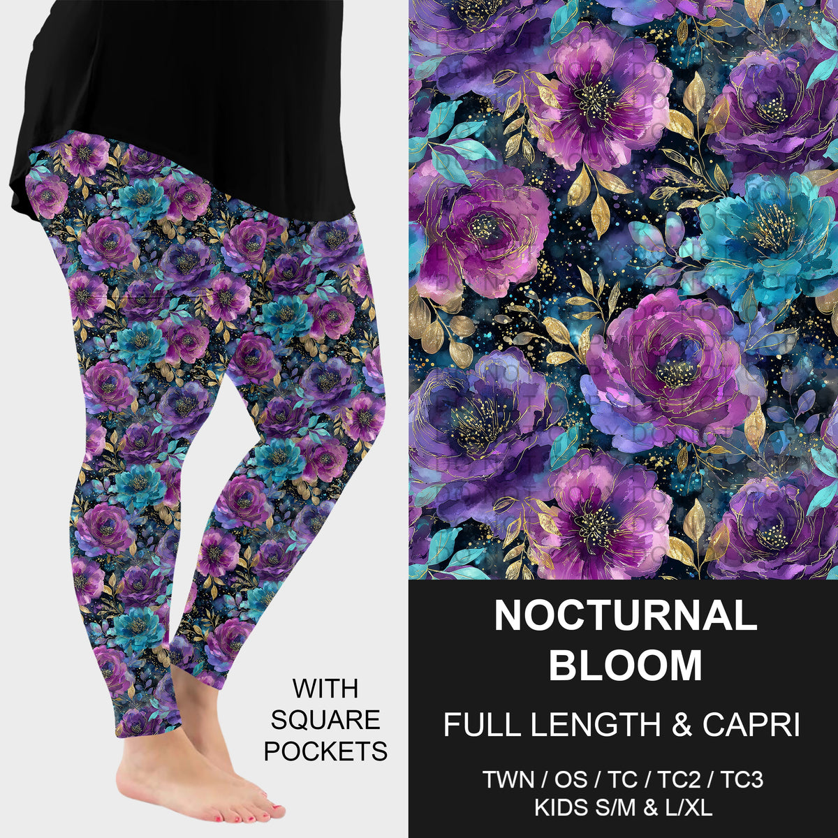 B319 - Preorder Nocturnal Bloom Leggings w/ Pockets (Closes 11/01. ETA: early Jan.)