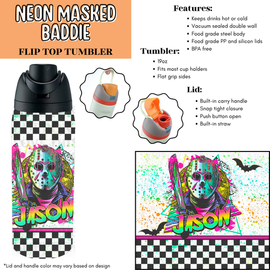 Neon Masked Baddie Flip Top Tumbler