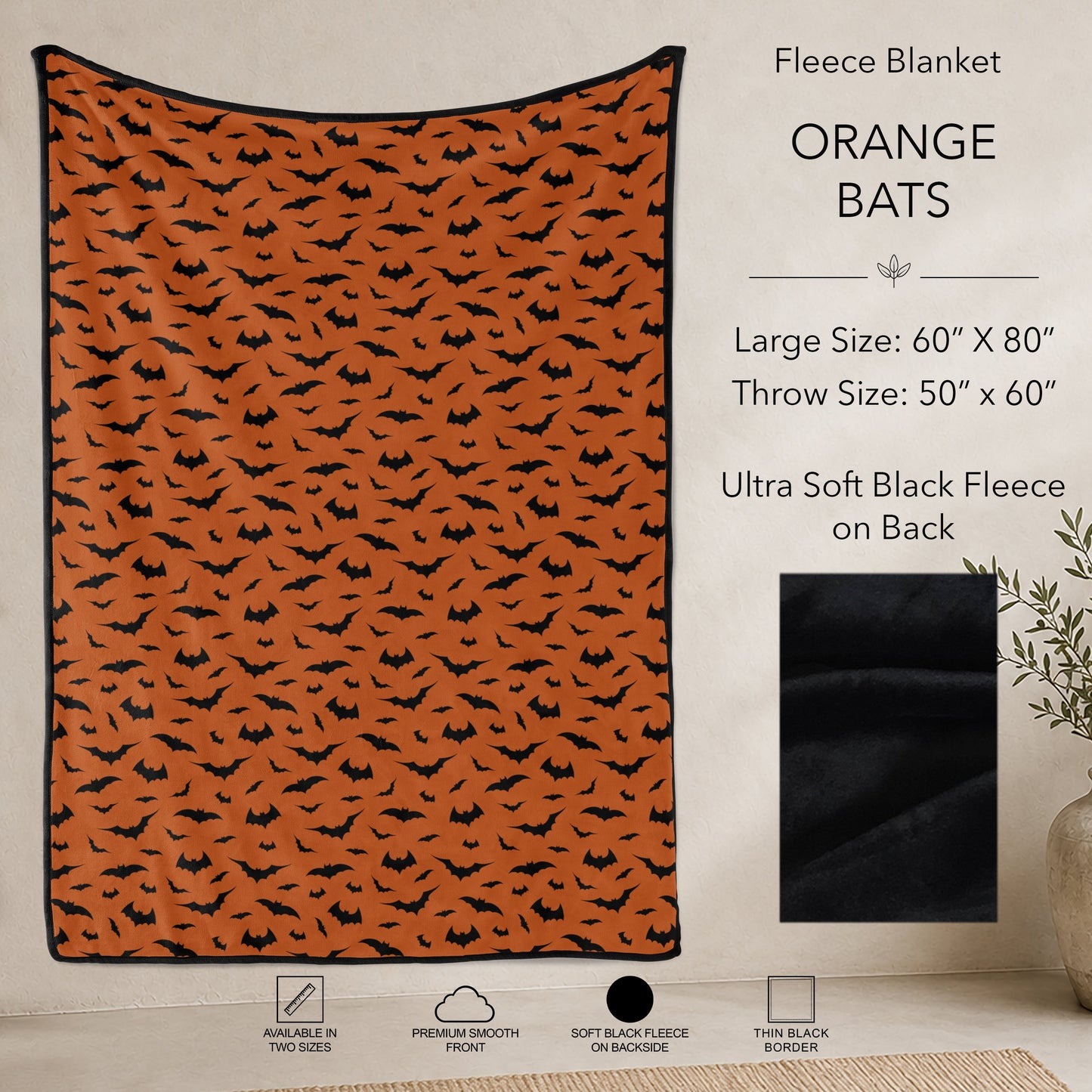 B304 - Pre-Order Orange Bats Fleece Blanket (Closes 7/31. ETA: early Oct)