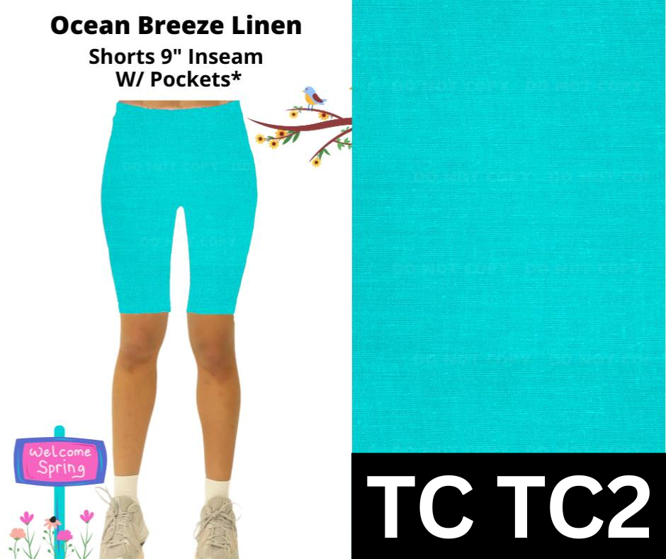 Ocean Breeze Linen 9" Shorts w/ Pockets