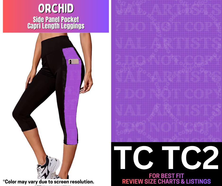 Orchid Side Panel Pocket Capri Length Leggings