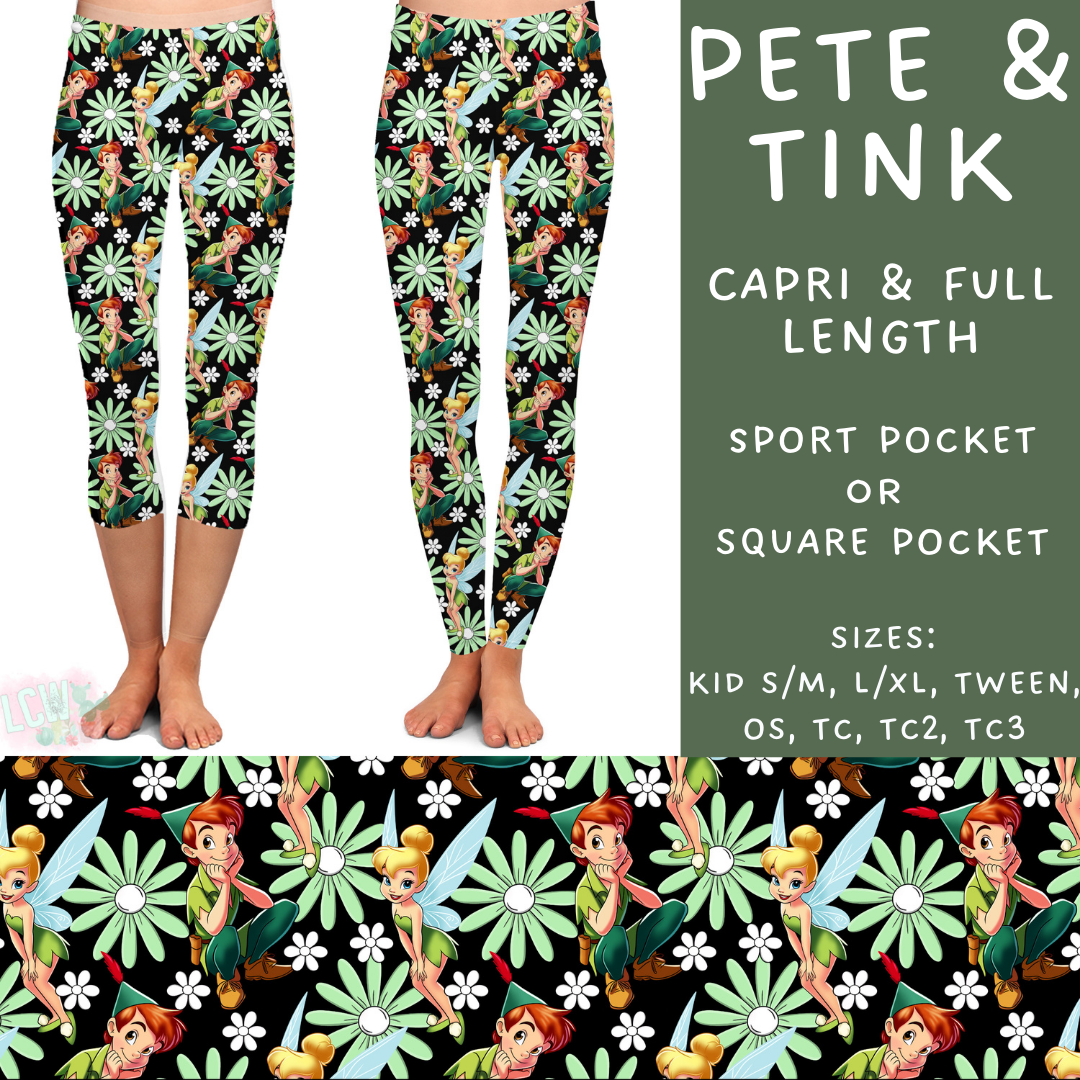 Ready To Ship - Pete & Tink Full and Capri Length Leggings - Multiple Sizes