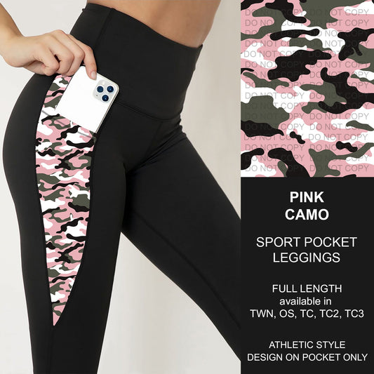 B251 - Preorder Pink Camo Sport Pocket Leggings (Closes 9/14. ETA: mid Nov.)