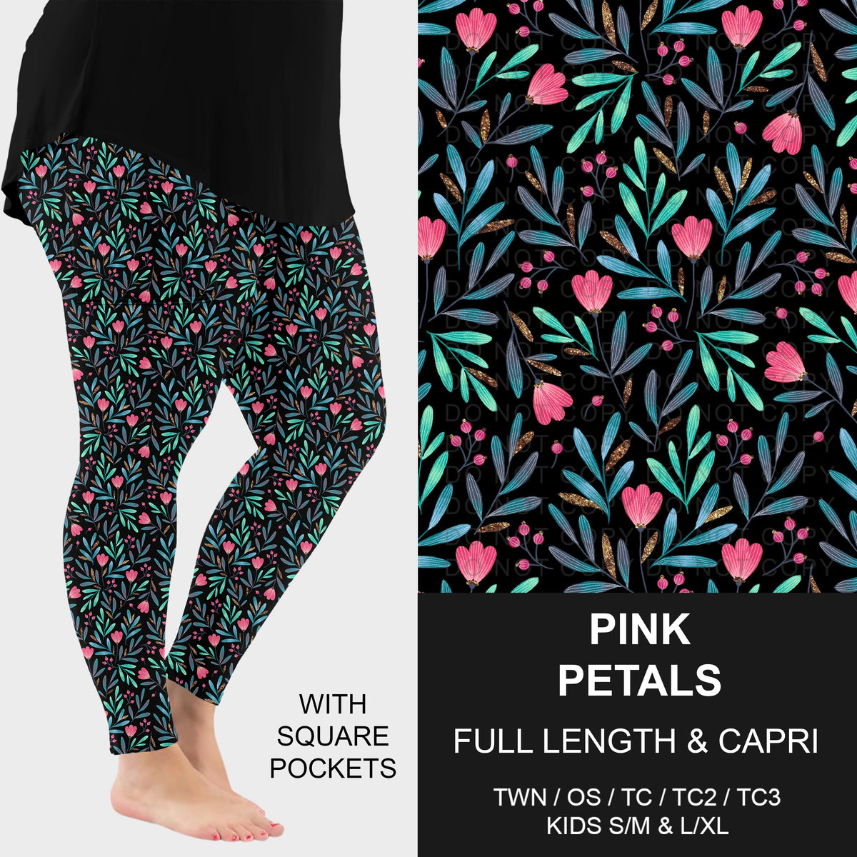 B317 - Preorder Pink Petals Leggings w/ Pockets (Closes 10/18. ETA: late Dec.)