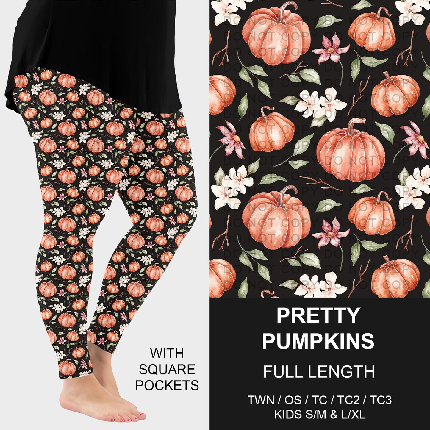 B250 - Preorder Pretty Pumpkins Leggings w/ Pockets (Closes 9/07. ETA early Nov.)