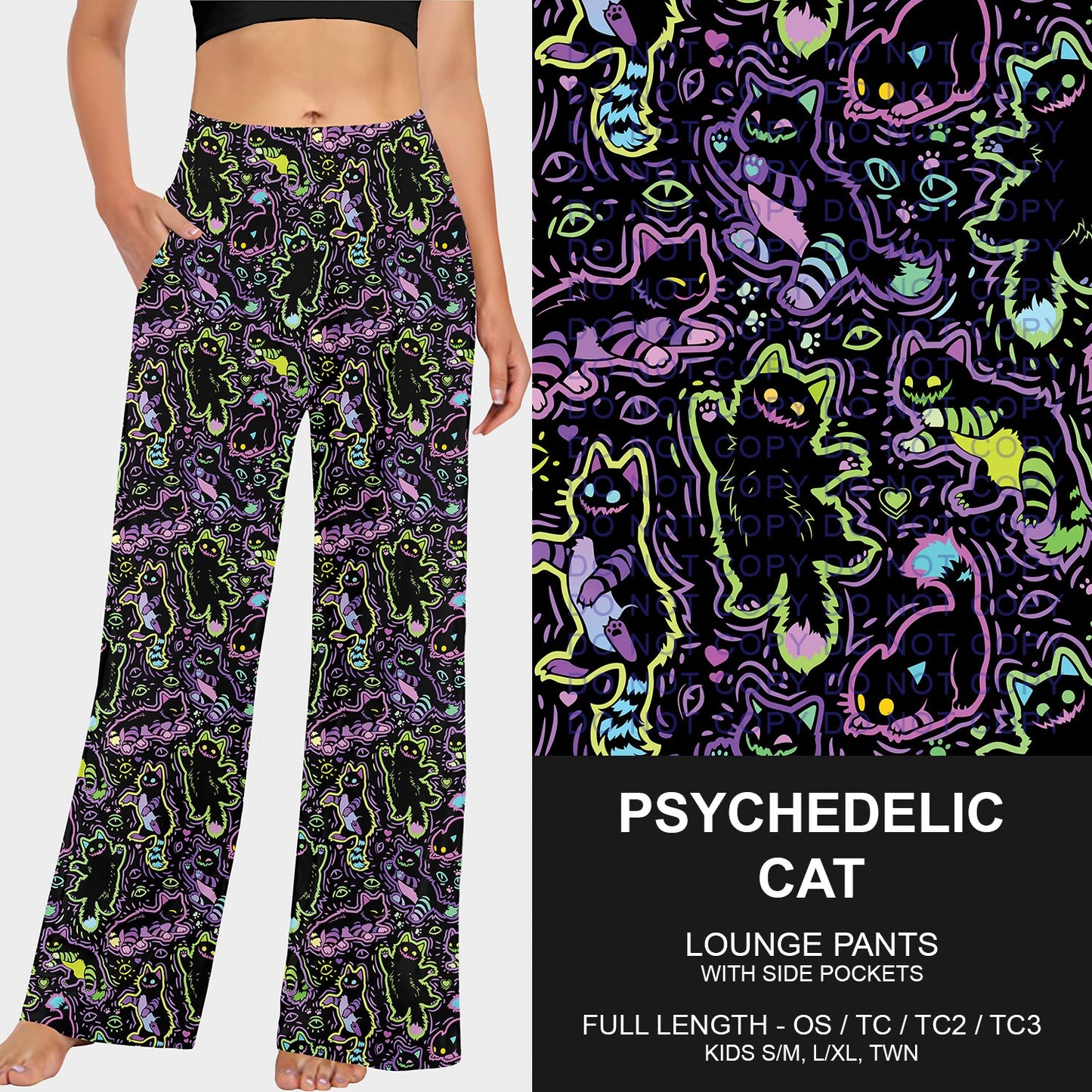 B252 - Preorder Psychedelic Cat Lounge Pants (Closes 9/21. ETA mid Nov.)