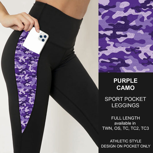 B251 - Preorder Purple Camo Sport Pocket Leggings (Closes 9/14. ETA: mid Nov.)