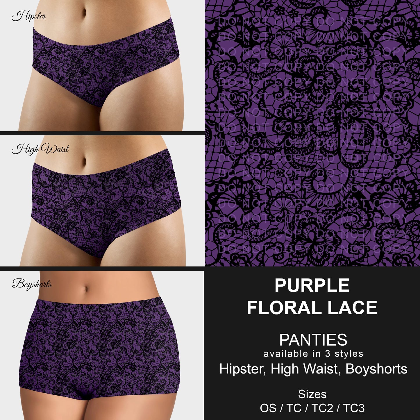 B306 - Preorder Purple Floral Lace Panties (Closes 8/07. ETA mid October)