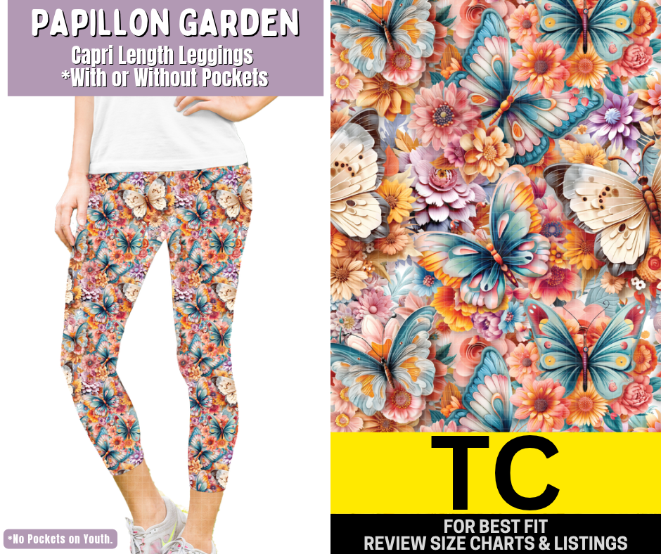 Papillon Garden Capri Length Leggings w/ Pockets