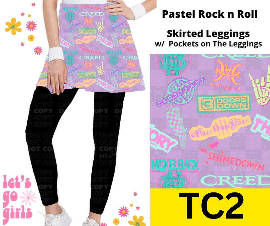 Pastel Rock n Roll Skirted Full Length Leggings w/ Pockets