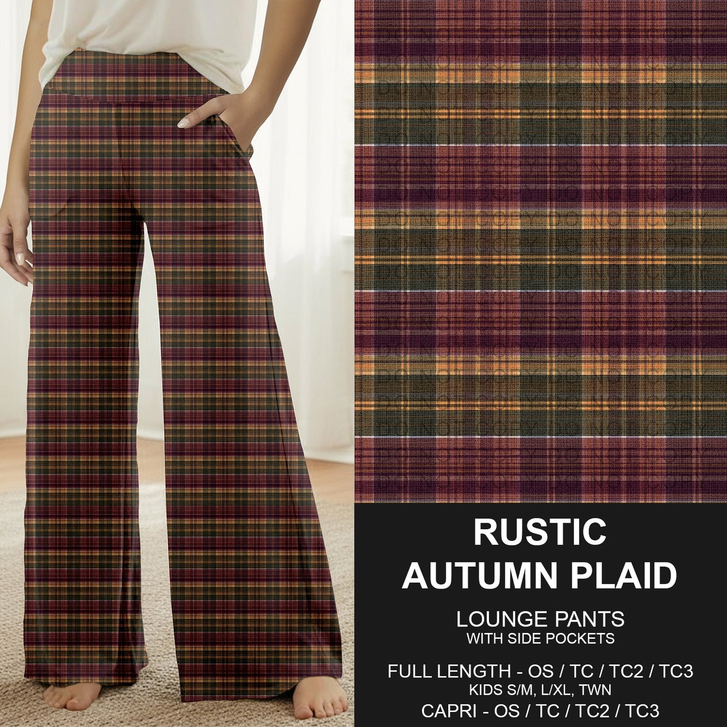 B308 - Preorder Rustic Autumn Plaid Lounge Pants (Closes 8/16. ETA: late Oct.)