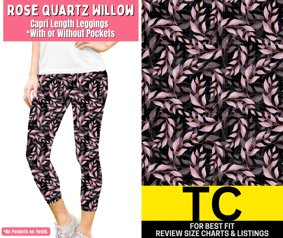 Rose Quartz Willow Capri Length Leggings w/ Pockets