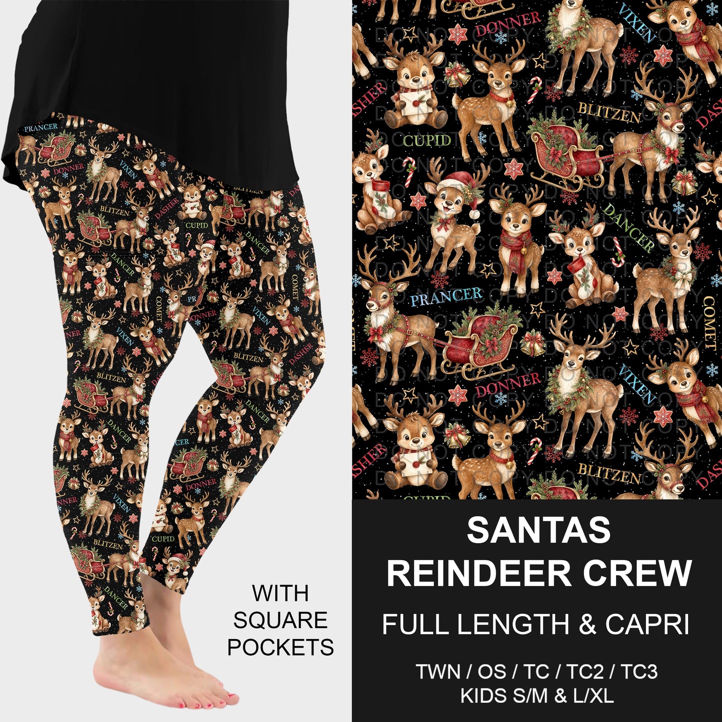 B311 - Preorder Santas Reindeer Crew Leggings w/ Pockets (Closes 9/06. ETA: mid Nov.)