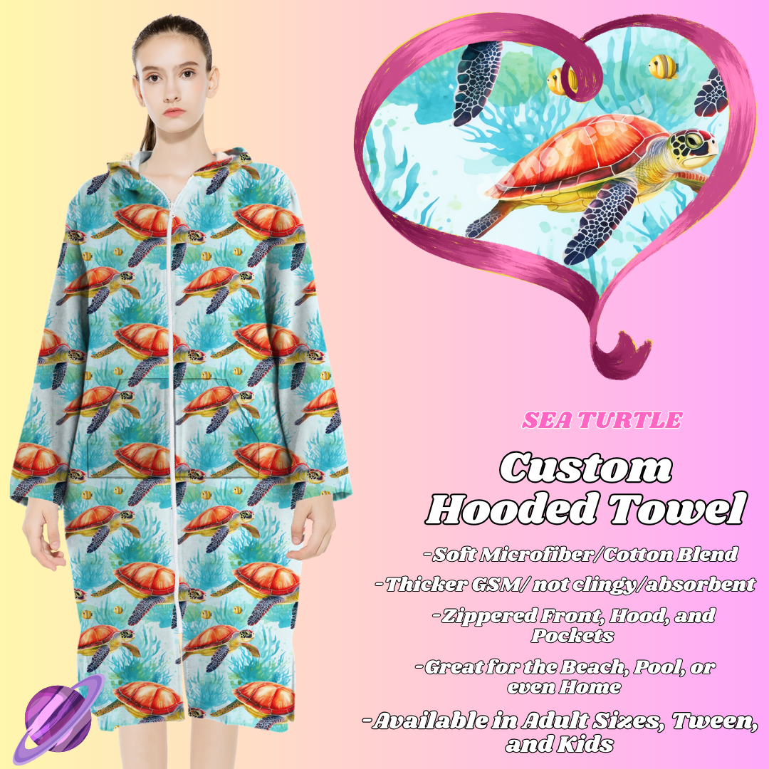 SEA TURTLE- HOODED TOWEL- PREORDER CLOSING 4/27