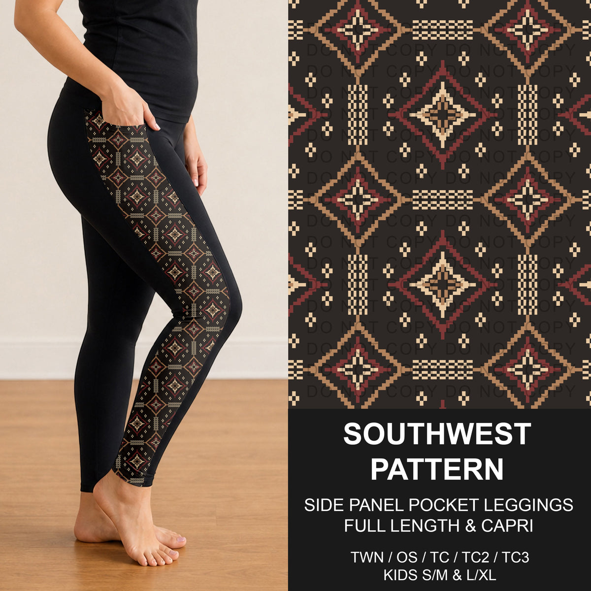 B316 - Preorder Southwest Pattern Side Panel Pocket Leggings (Closes 10/11. ETA: mid Dec.)
