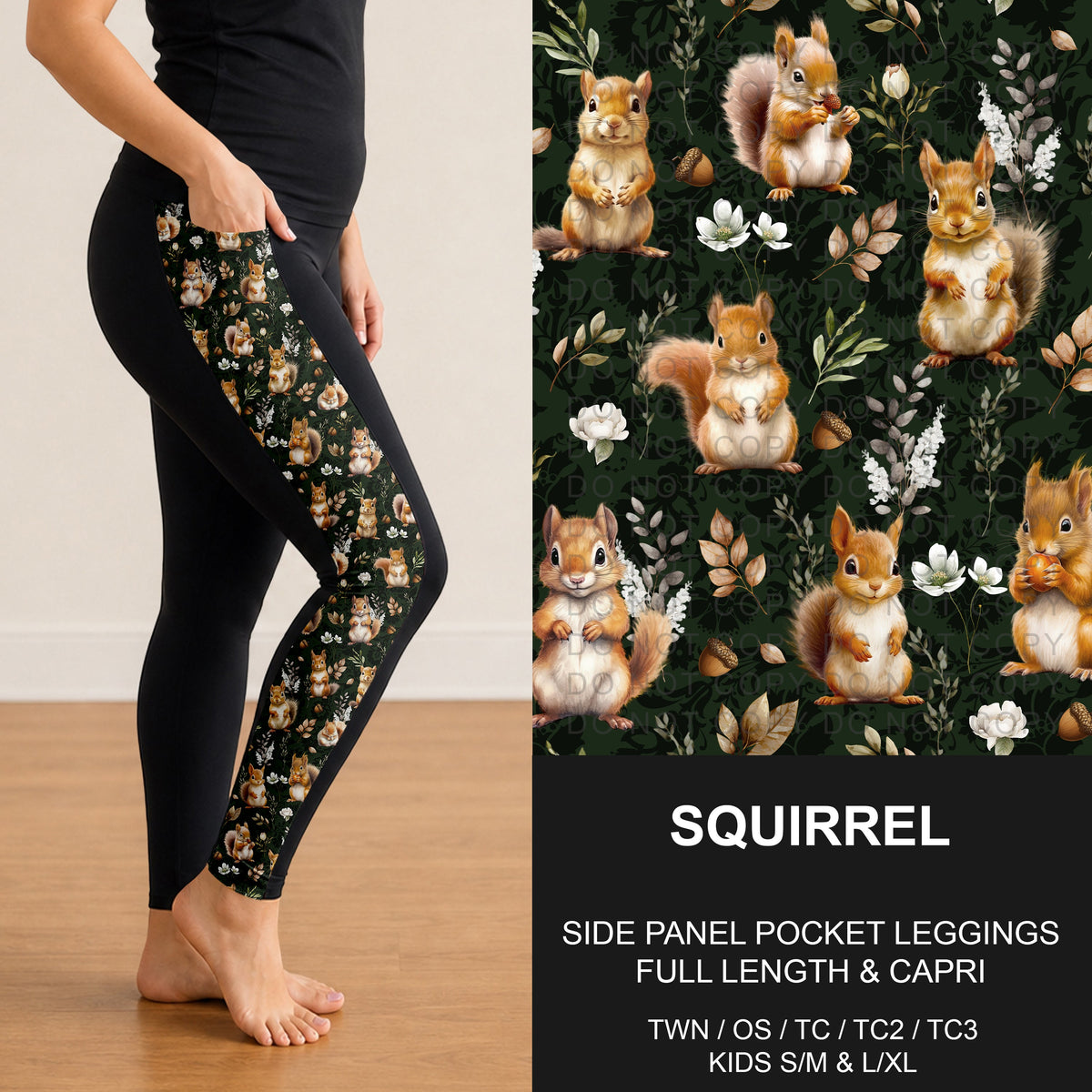 B314 - Preorder Squirrel Side Panel Pocket Leggings (Closes 9/27. ETA: late Nov.)