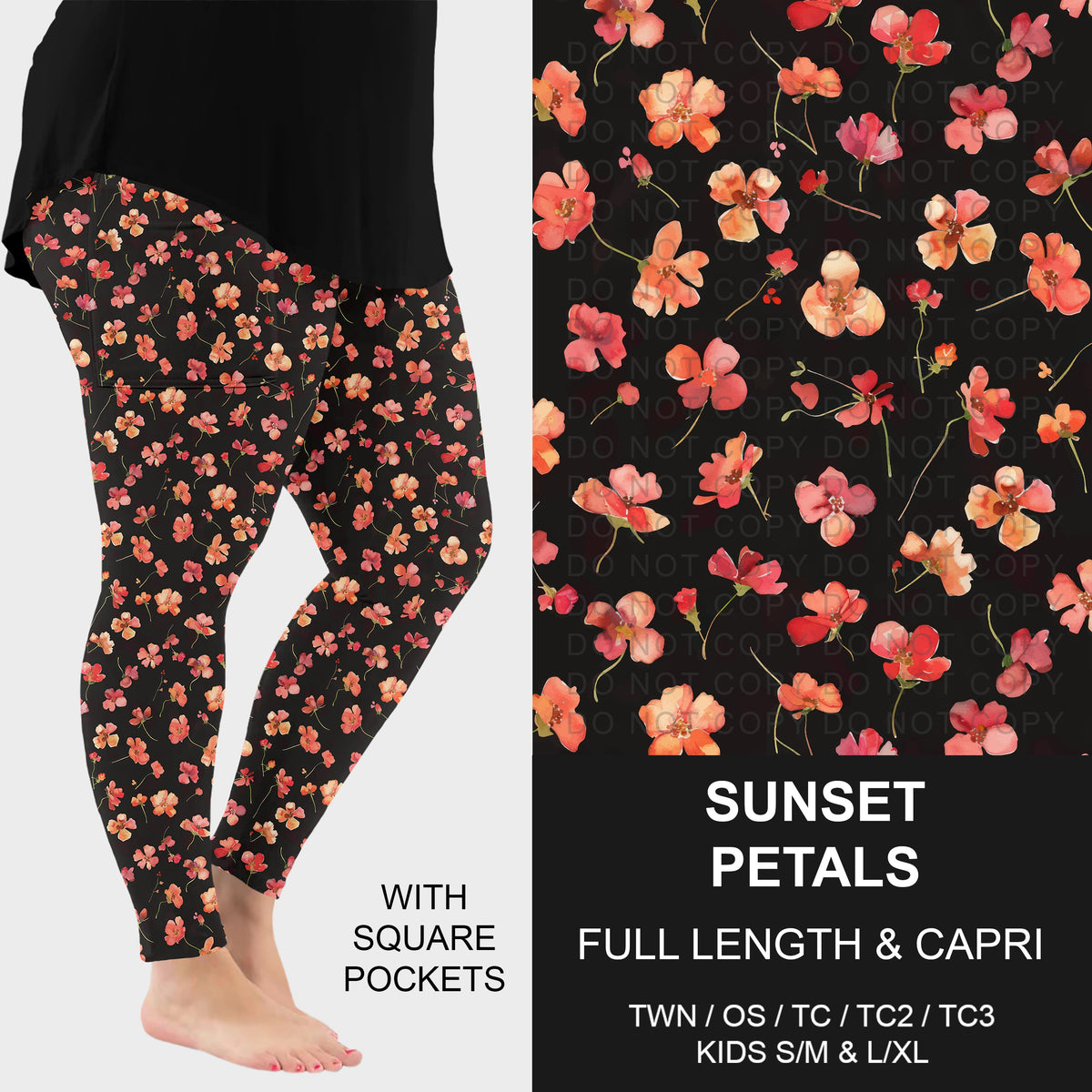 B319 - Preorder Sunset Petals Leggings w/ Pockets (Closes 11/01. ETA: early Jan.)