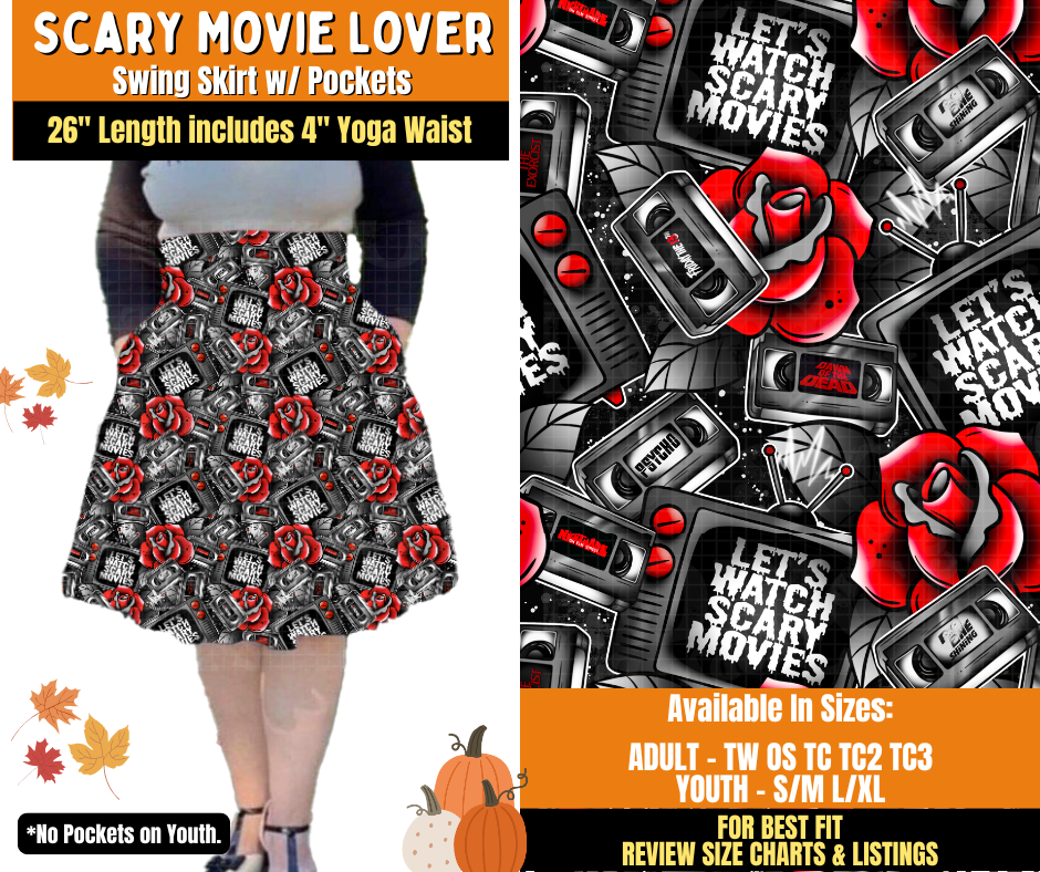 Preorder! Closes 7/16. ETA Oct. Scary Movie Lover Swing Skirt