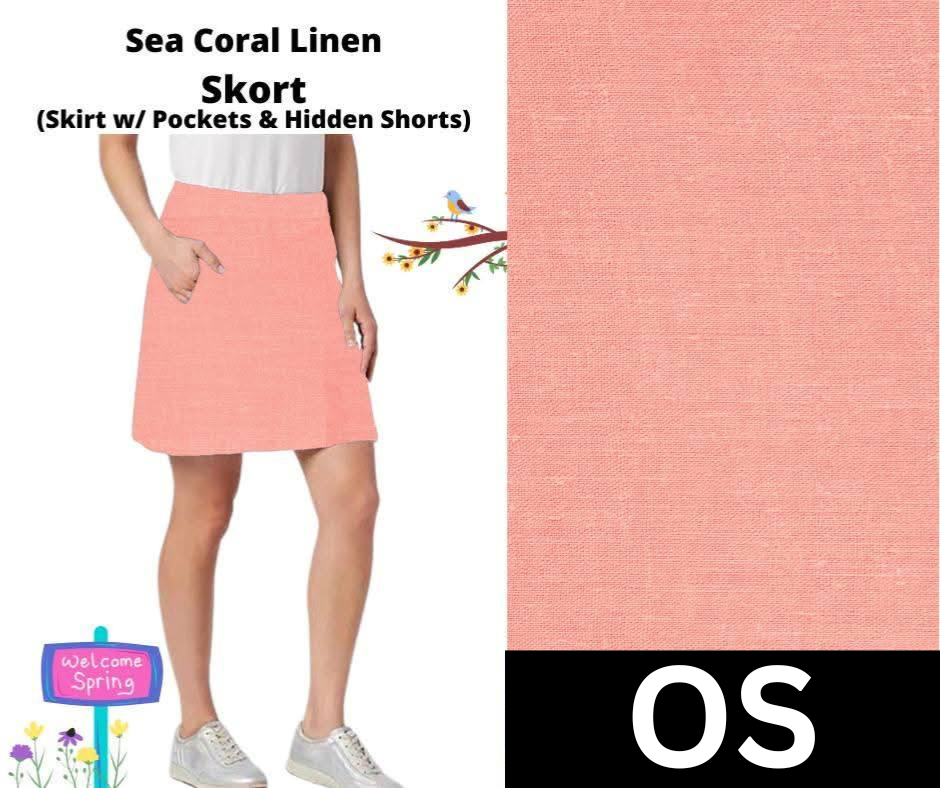 Sea Coral Linen Skort