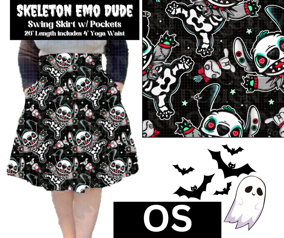 Skeleton Emo Dude Swing Skirt
