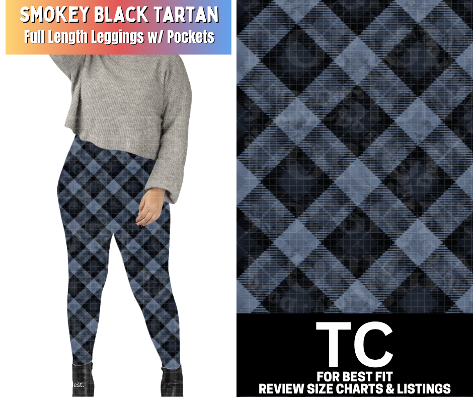 Smokey Black Tartan Full Length Leggings w/ Pockets