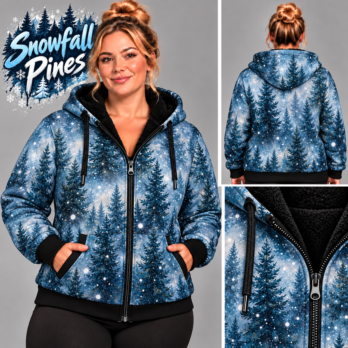 Snowfall Pines-FLEECE LINED HOODED JACKET-PREORDER CLOSING 11/9