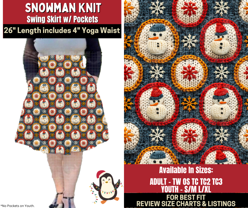Preorder! Closes 9/4. ETA Dec. Snowman Knit Swing Skirt