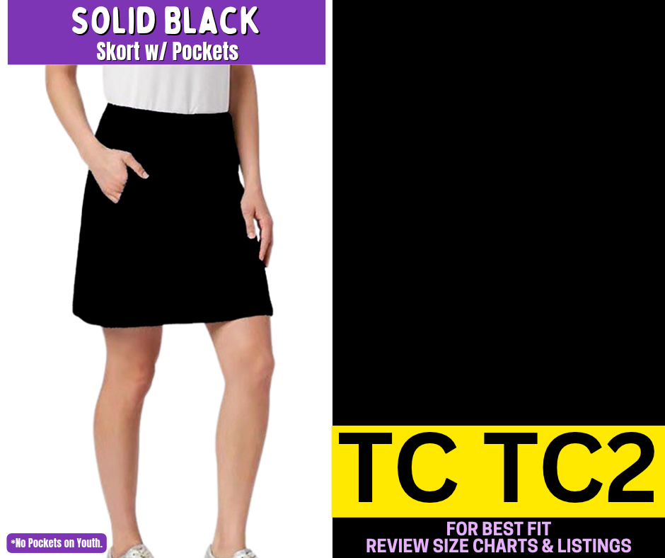 Solid Black Skort
