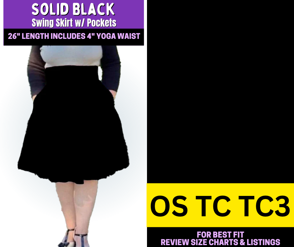 Solid Black Swing Skirt