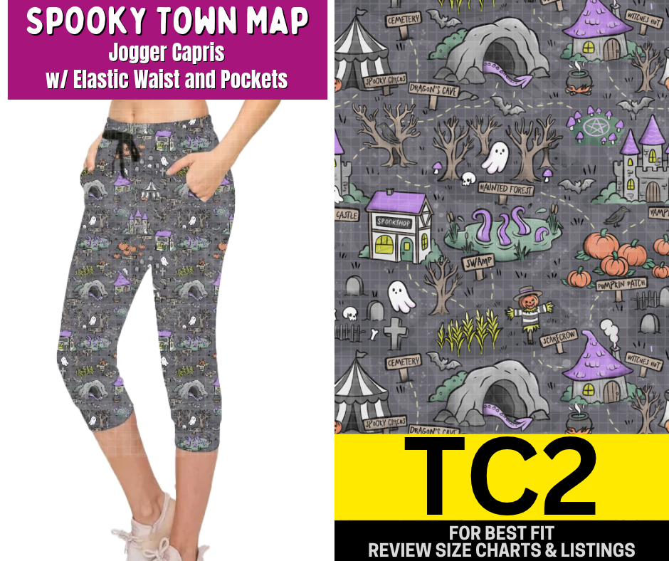 Spooky Town Map Jogger Capri