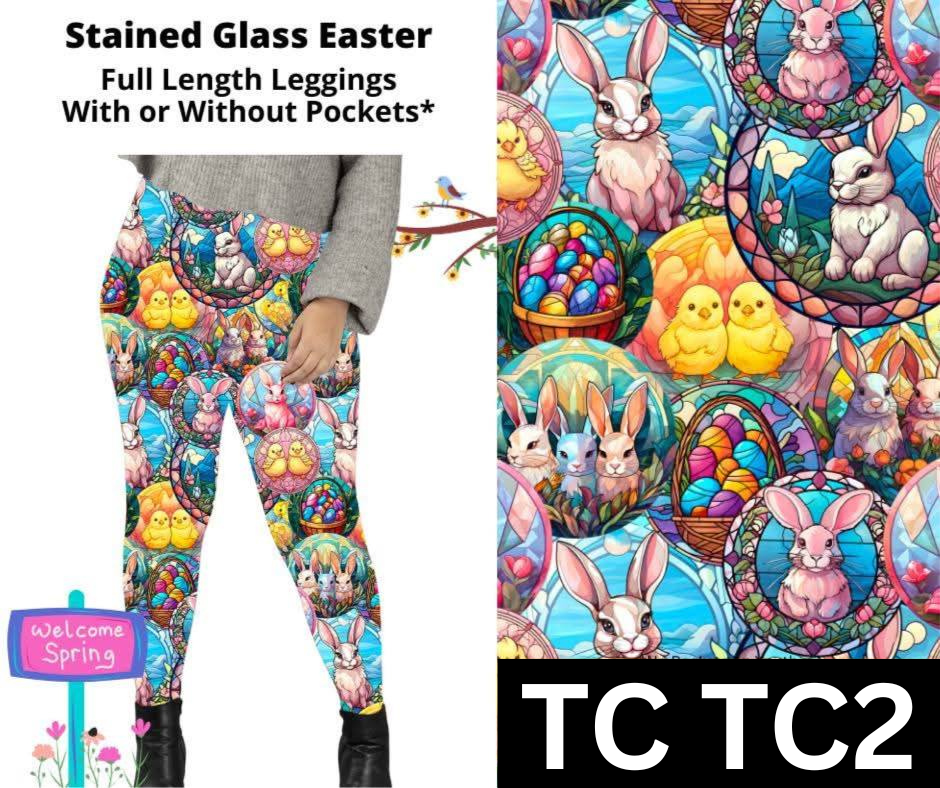 Stained Glass Easter Full Length Leggings w/ Pockets
