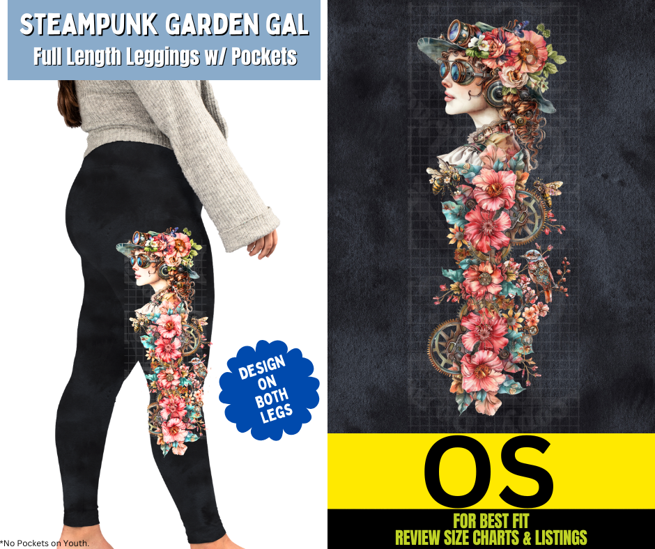 Steampunk Garden Gal Watercolor Capri Leggings w/ Side Leg Designs