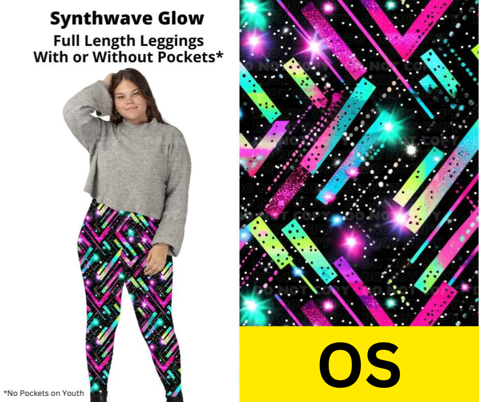 Synthwave Glow Full Length Leggings w/ Pockets