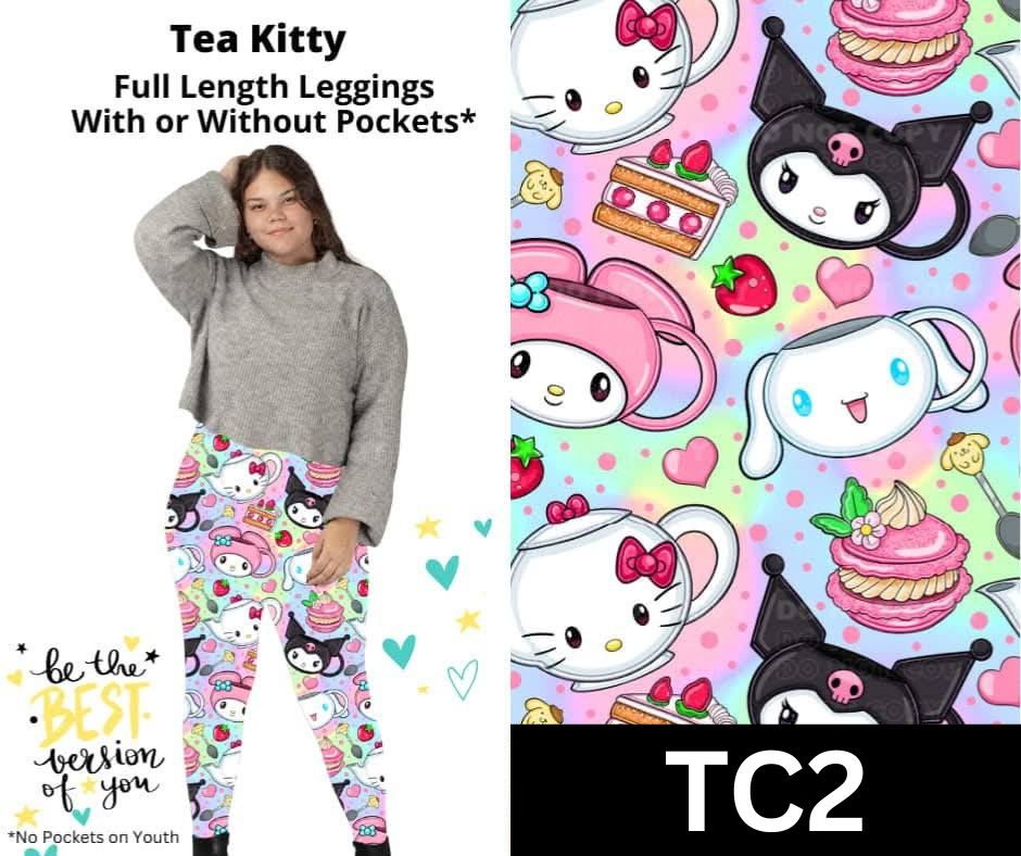 Tea Kitty Full Length Leggings w/ Pockets