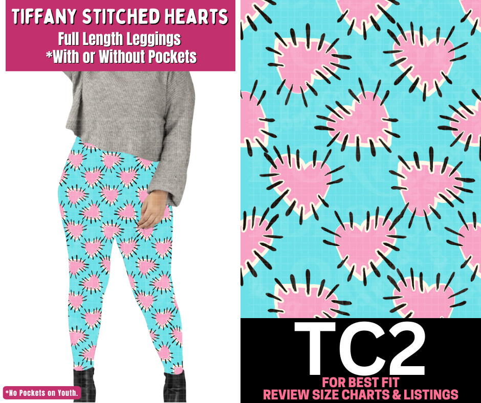 Tiffany Stitched Hearts Full Length Leggings w/ Pockets