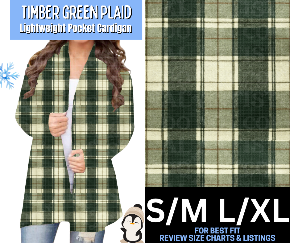Timber Green Plaid Pocket Cardigan