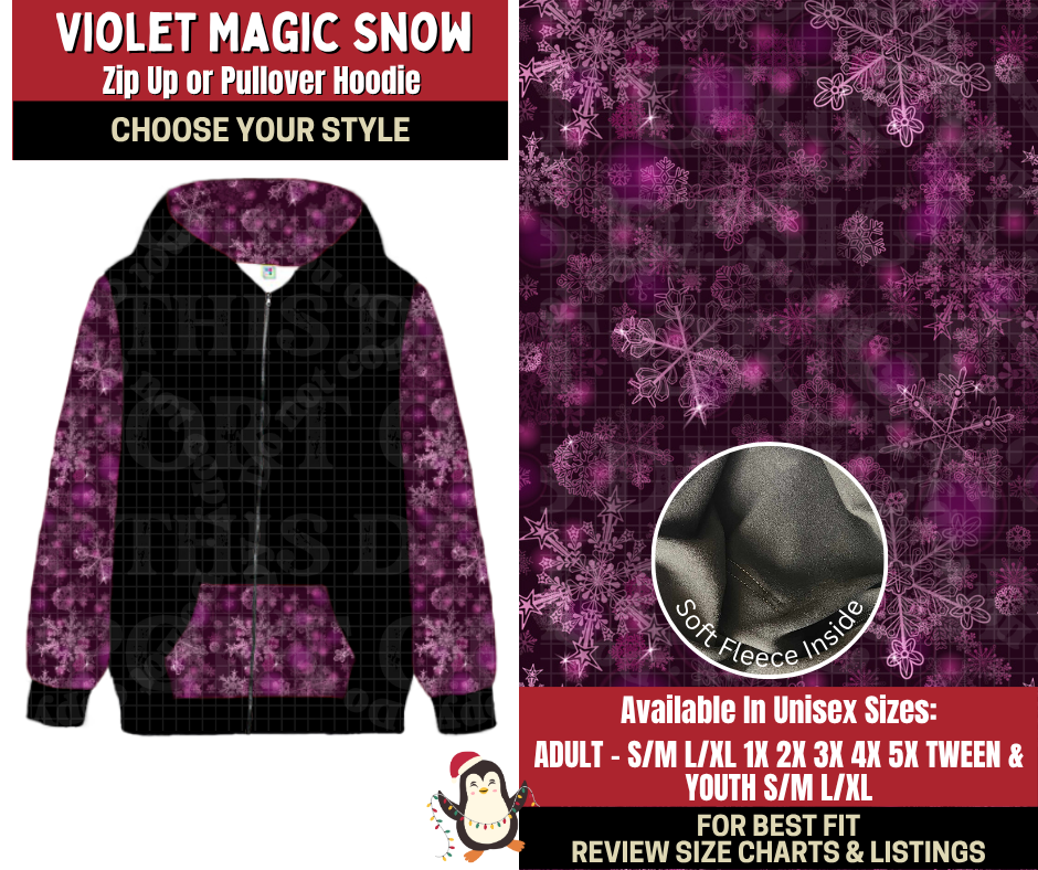 Preorder! Closes 9/4. ETA Dec. Violet Magic Snow Zip-Up or Pullover Hoodie