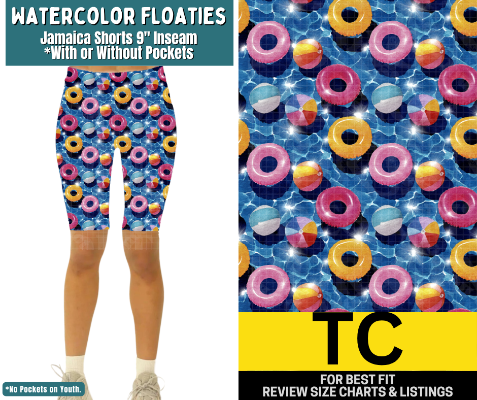 Watercolor Floaties Jamaica Shorts w/ Pockets