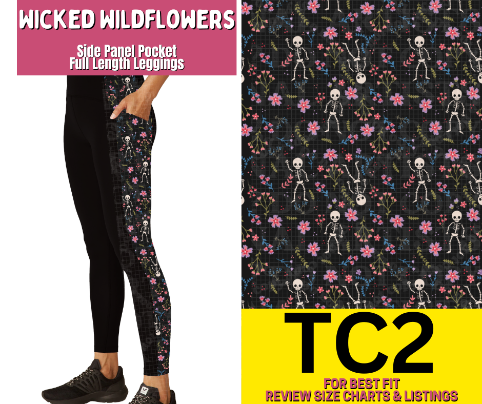 Wicked Wildflowers Side Panel Pocket Full Length Leggings