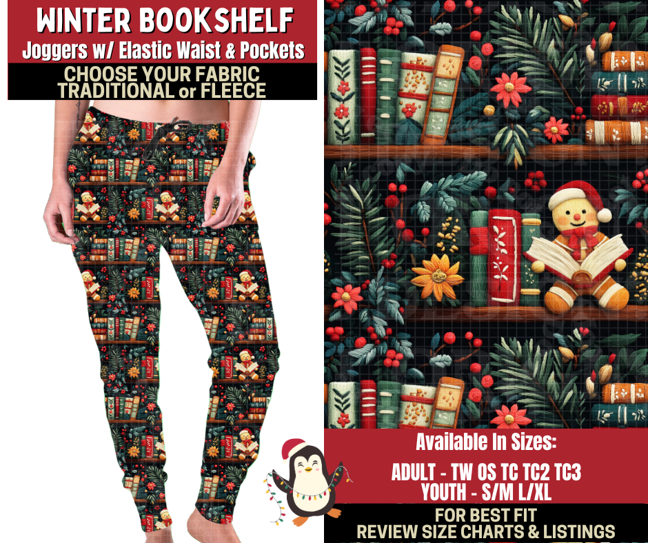 Preorder! Closes 9/4. ETA Dec. Winter Bookshelf Joggers Choose Fleece or Traditional
