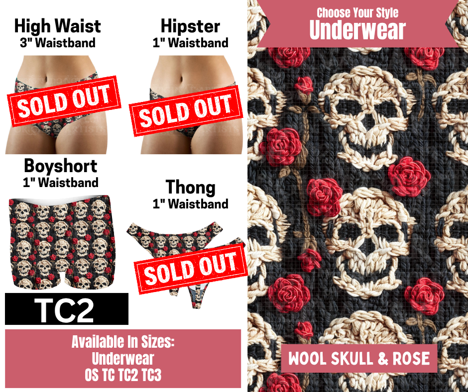 Wool Skull & Rose Boyshort Underwear