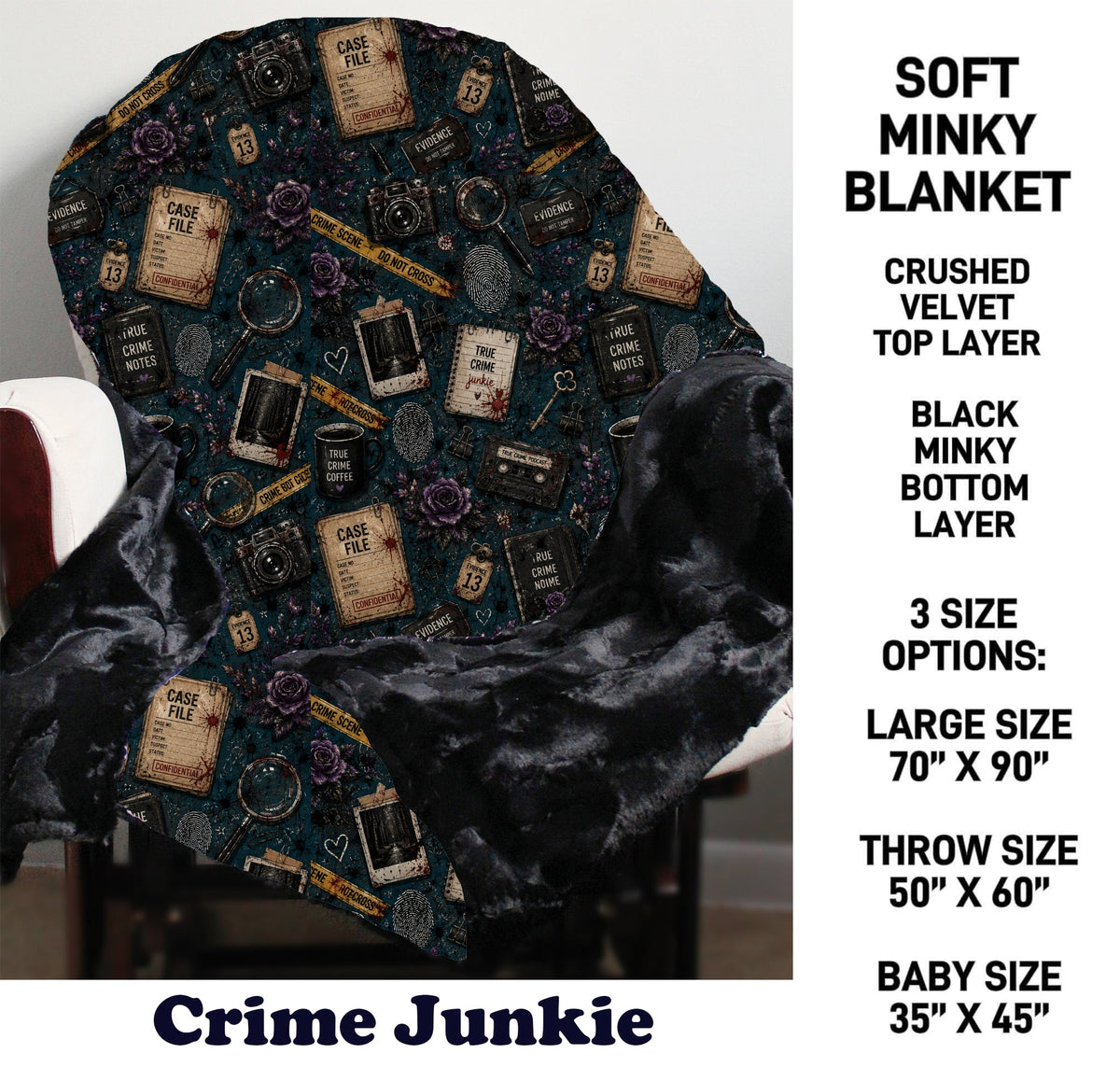 MN8K - Crime Junkie Minky Blanket - Preorder Due 10/18 ETA: Early Dec
