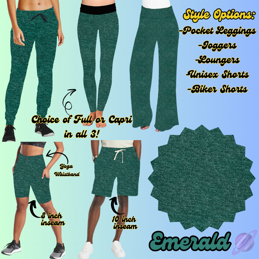 COLORFUL DENIM RERUN-EMERALD-BOTTOMS 5 STYLES-PREORDER CLOSING 3/22