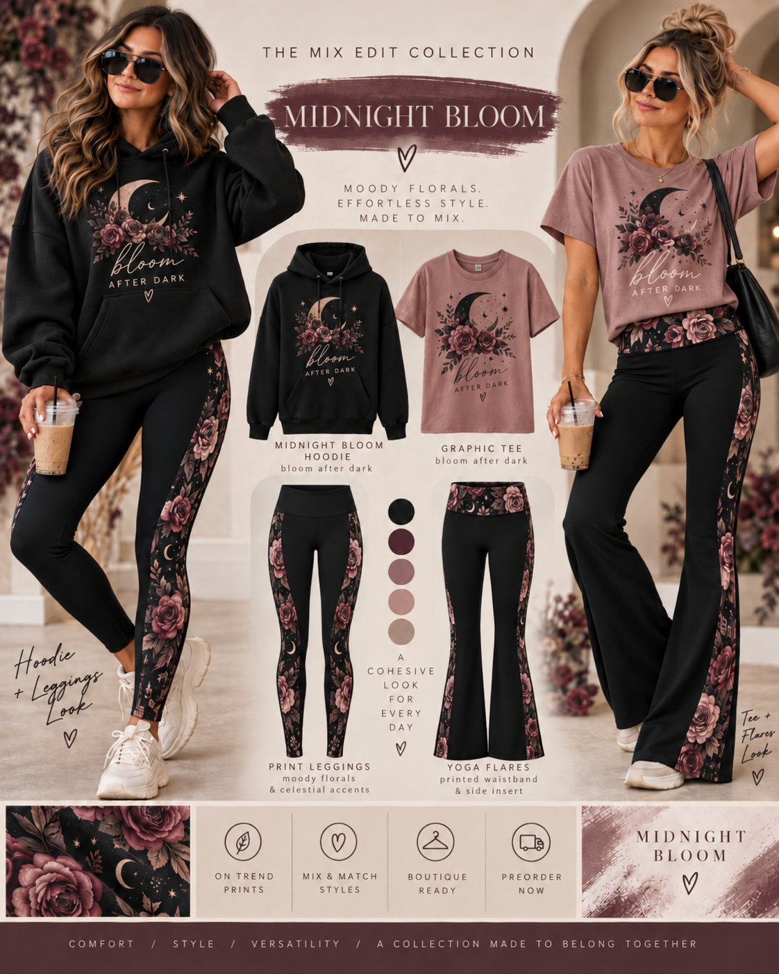 MIDNIGHT BLOOM-LEGGINGS-MIX EDIT PREORDER CLOSING 10/30