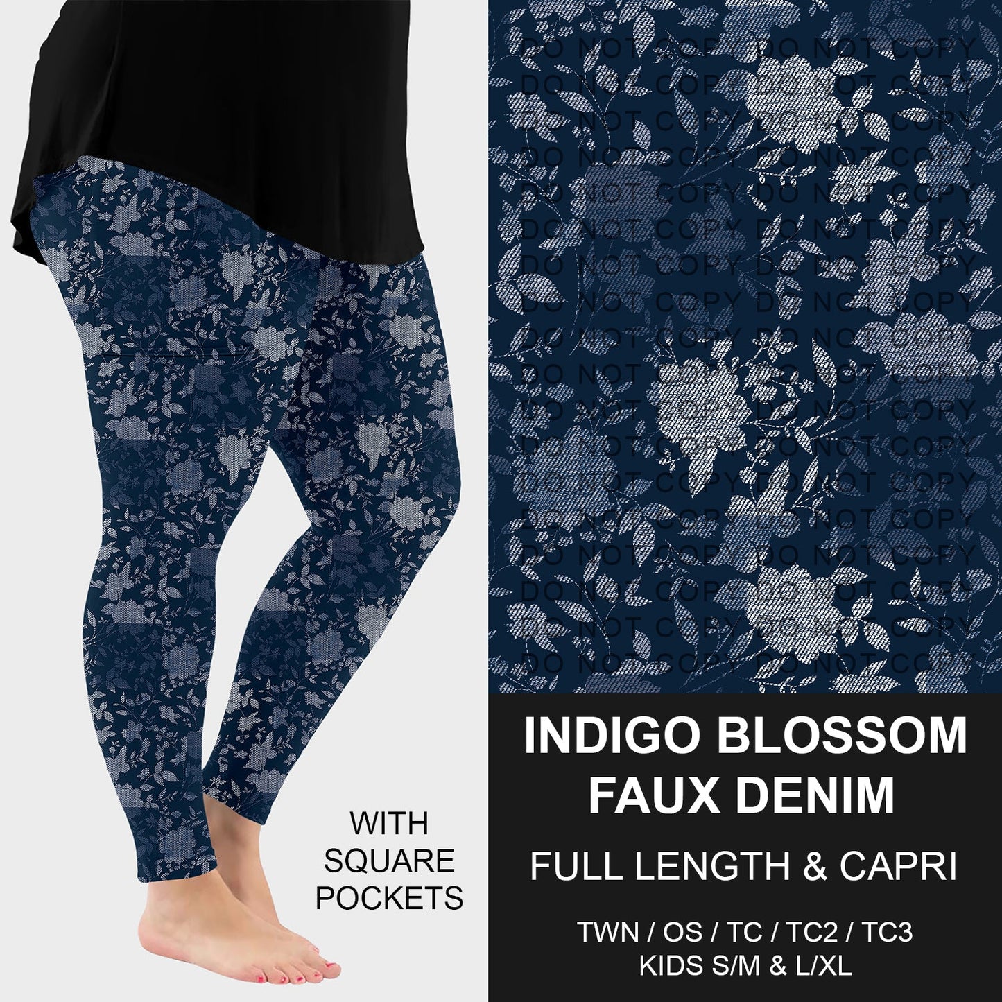 B256 - Preorder Indigo Blossom Faux Denim Leggings w/ Pockets (Closes 10/19. ETA: late Dec.)
