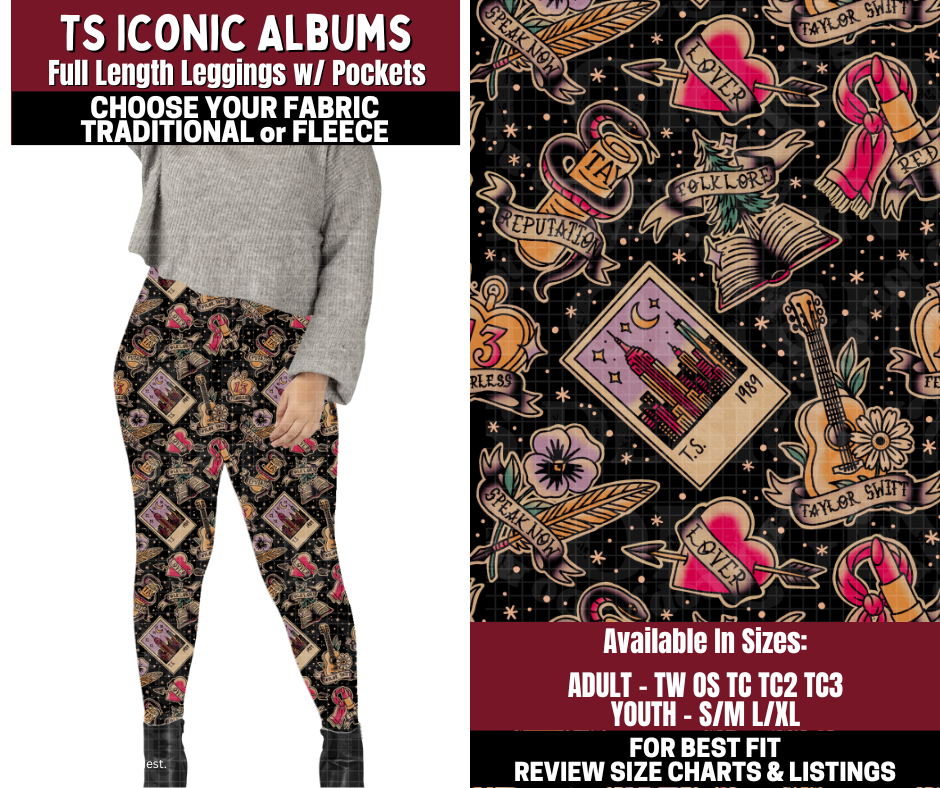 Preorder! Closes 10/22. ETA Jan. TS Iconic Albums Leggings Choose Fleece or Traditional