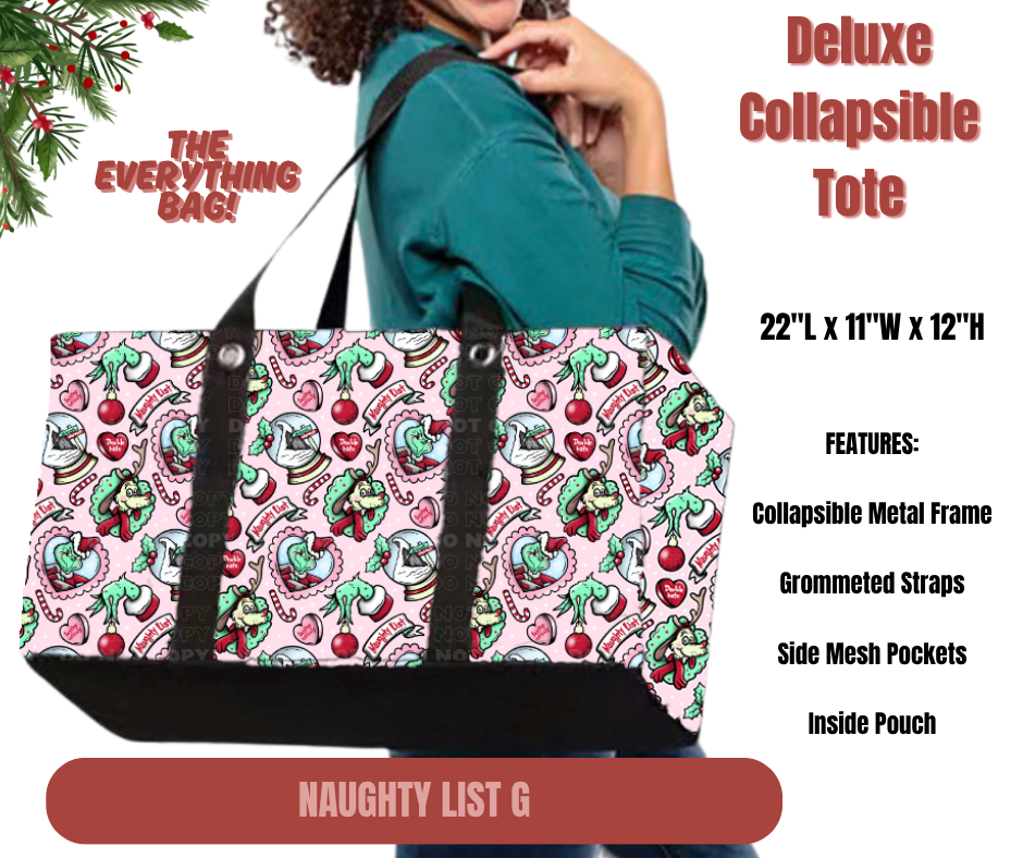 Preorder! Closes 9/1. ETA Dec. Naughty List G Collapsible Tote