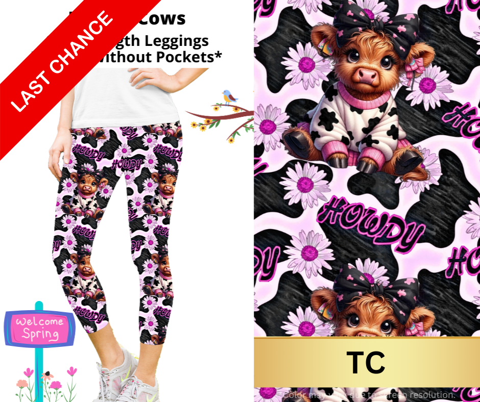 Howdy Cows Capri Length Leggings w/ Pockets
